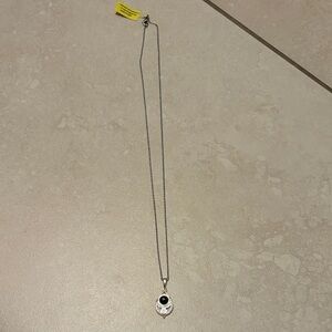 Elegant Silver Necklace with Black Pendant